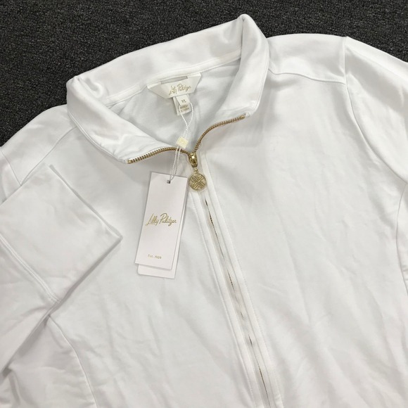 Lilly Pulitzer Tops - Lilly Pulitzer Delphine Zip Up UPF 50+ Jacket Resort White XL 019178